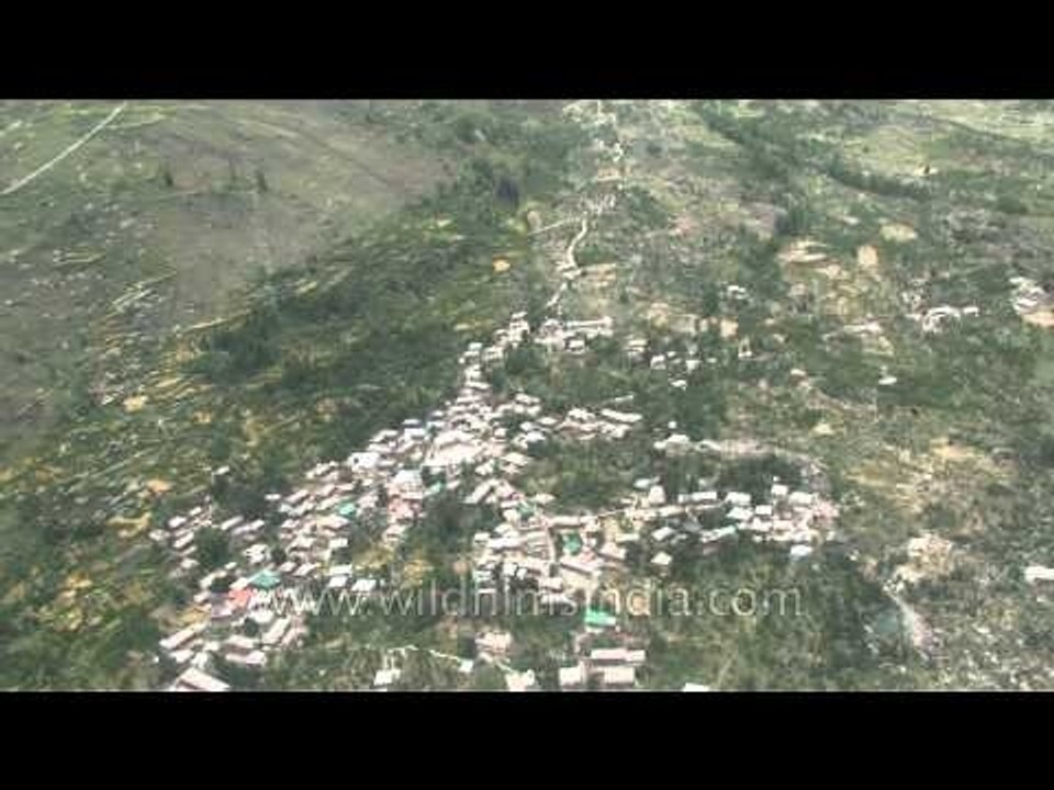 Aerial footage of Kashmir valley and villages