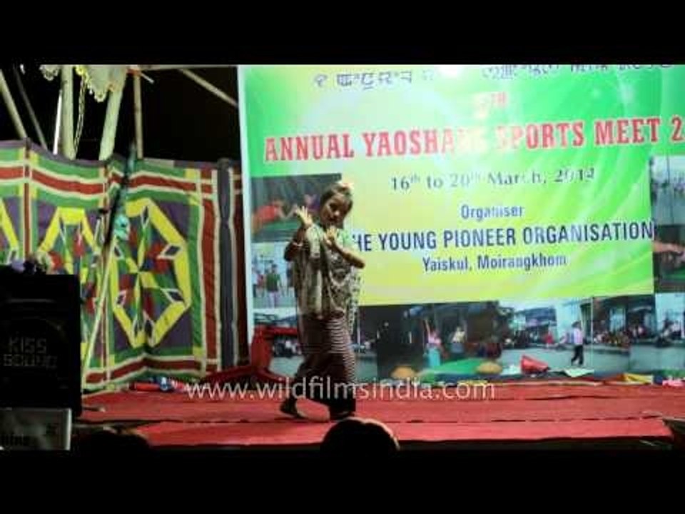 Cute girl dancing Manipuri dance, Imphal