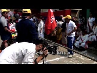 Kakhulong Rongmei pui participating at tug of war game, Imphal