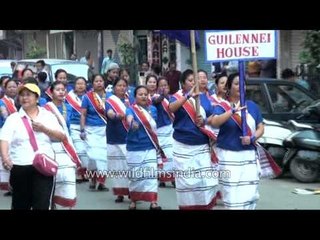 Gaidinliu house and Guilennei house passing a parade in Manipur