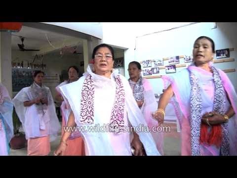 Vaisnavite elders performing the traditional Holi Pala, Imphal