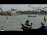 Fishermen go fishing on their boat in the Arabian sea