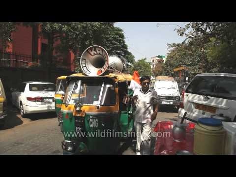 Supporters of Congress MP Ajay Maken at a rally in South Delhi