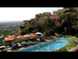 Swimming pool area at Neemrana Fort Palace hotel, Rajasthan