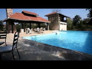 Swimming pool area at Denwa backwater escape, Satpura