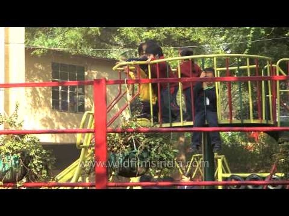 Kids enjoying the slide at Shri Ram School, Delhi