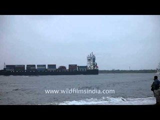 Cruising cargo ship at Ernakulam