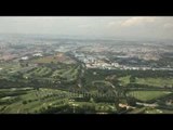 Aerial footage of Kuala Lumpur city and Malacca Strait