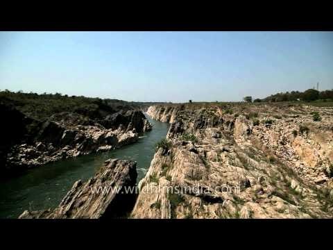 Narmada river flowing between the Marble Rocks, Jabalpur
