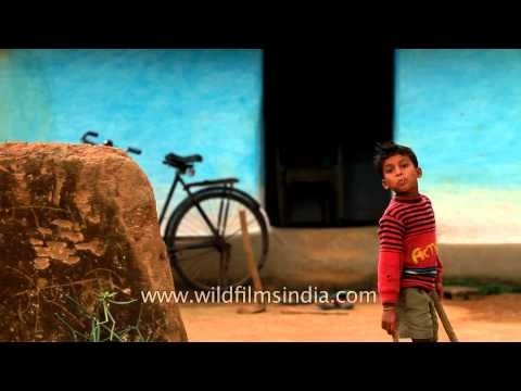 Tribal children in Gond village of Madhya Pradesh