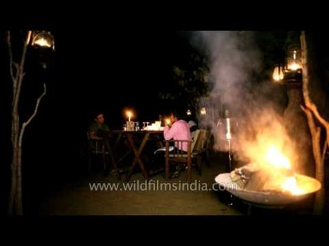 Night bush dinner at the Kanha earth Lodge