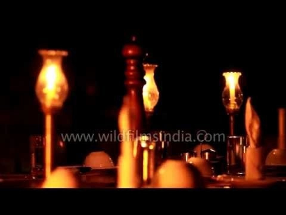 In-house swimming pool restaurant at Kanha Earth Lodge