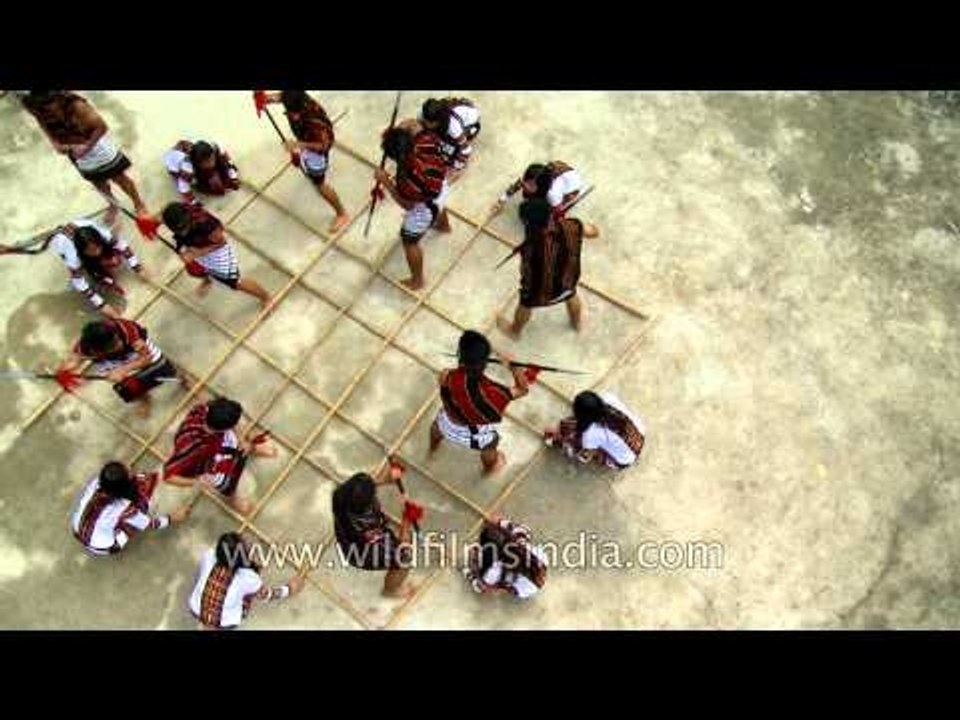 Bamboo dance in rhythmic beats