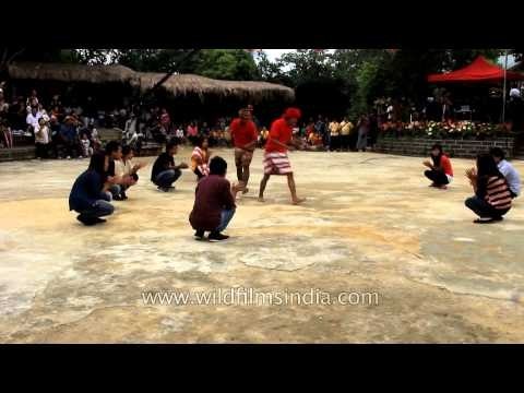 Mizo youth dancing to the rhythm of bovine horn