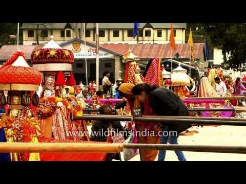 Deities palanquin in a row at Paddal ground, Mandi - Himachal Pradesh