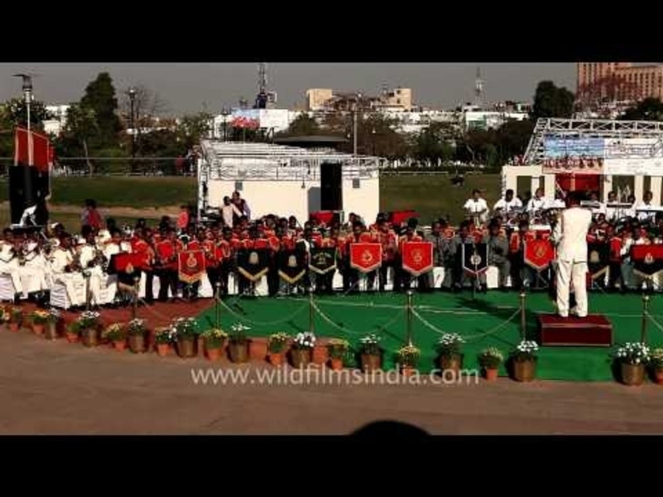 Indian police band playing tune of 'Kathak'