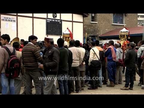 Devotees taking part in Mahashivratri procession, Mandi