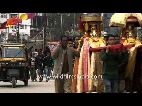 Devotees take out procession during the Shivratri festival in Mandi