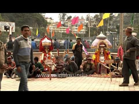 Palanquin of deities line up at Paddal ground, Himachal Pradesh