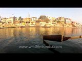 Rowing boat on the holy ghats of Ganges: Varanasi