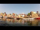 Paddling along the holy Ganges River, Varanasi