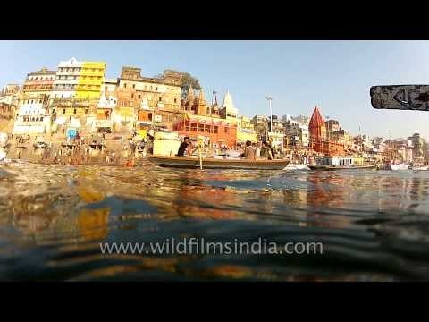 Rowing boat on the holy ghat of Ganges, Varanasi