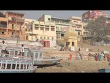 The view from a boat floating along the Ganges river in Varanasi