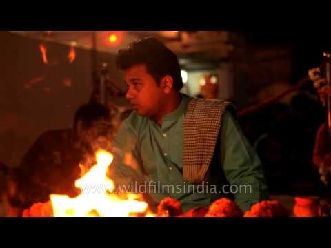 The revered priests performing Havan - a ritual of Maha Shivratri