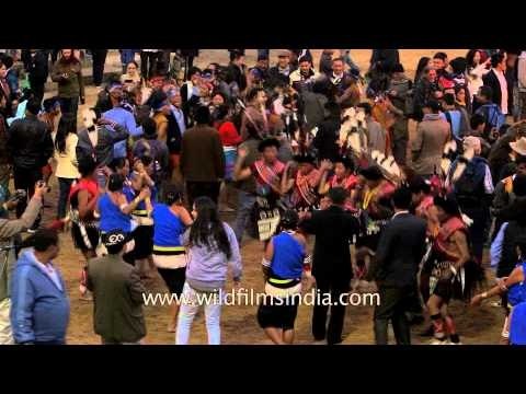 Visitors enjoying a unity dance at Hornbill Festival