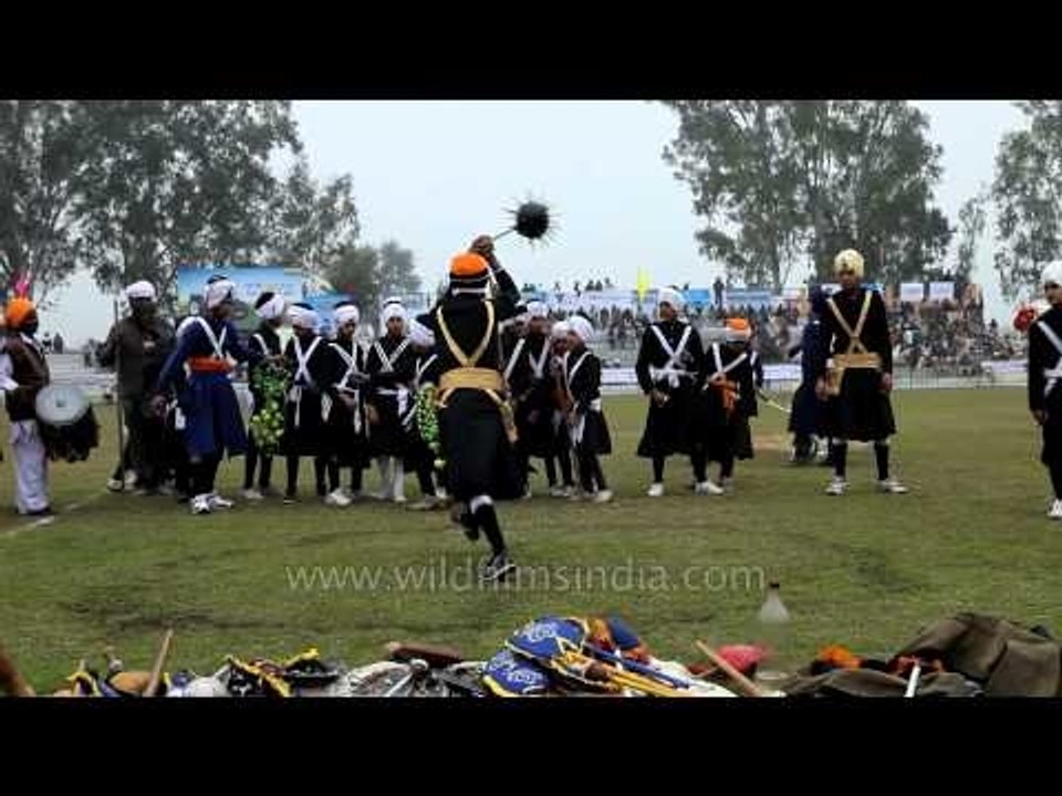 Nihang Sikh warriors performing 'Gatka'