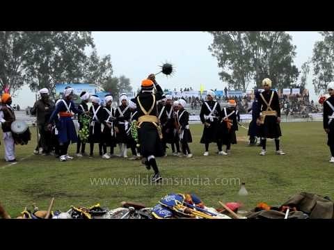 Nihang Sikh warriors performing 'Gatka'