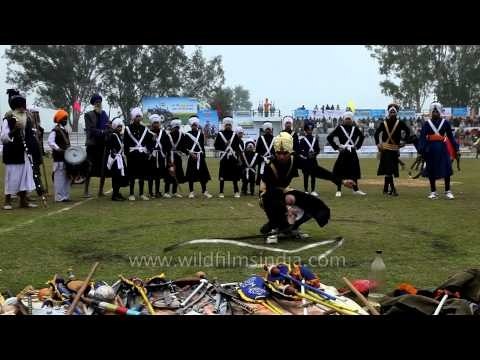 Nihang Sikh performing Gatka Punjabi marial art