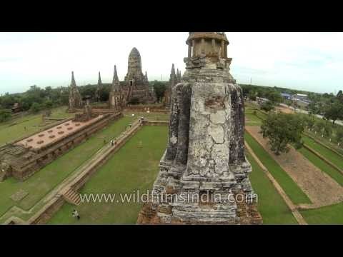Ayutthaya temples aerial footage, Thailand part 1