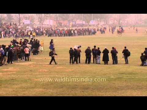 Nihang Sikh warriors demonstrate their horse riding skill