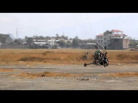 Paragliding demonstration in Koirengei old airfield, Manipur