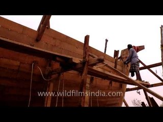 Building a wooden boat in India