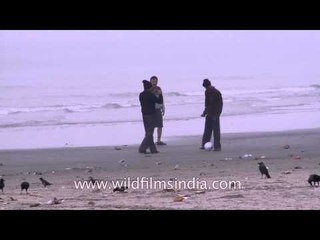 People enjoying the cool seaside beach