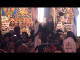 Crowd walking towards Kapil Muni mandir for blessing