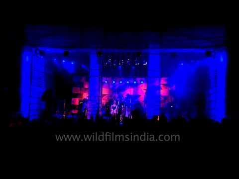 The Vinyl Records band giving CDs to fans at the concert