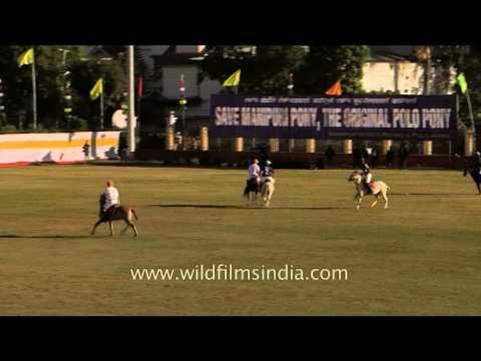 Trying hard to strike - At the 7th International Polo match,Imphal