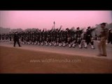 Indian Navy soldiers stomping their boots on Rajpath