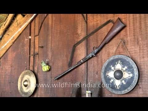 Matchlocks and log drums displayed at Naga Heritage