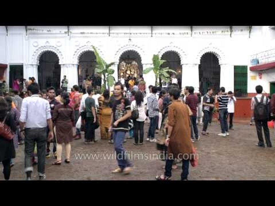Hurly-Burly in a Durga Puja pandal in Kolkata