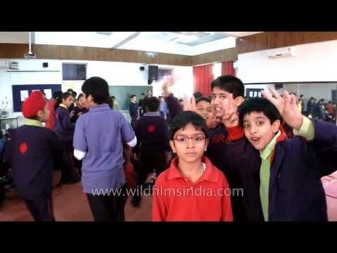 Shri Ram School students filing into assembly hall