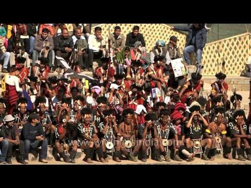 Naga tribals waiting to perform during the Hornbill Fest