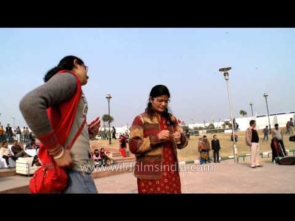 Families enjoying at International Kite Festival in New Delhi