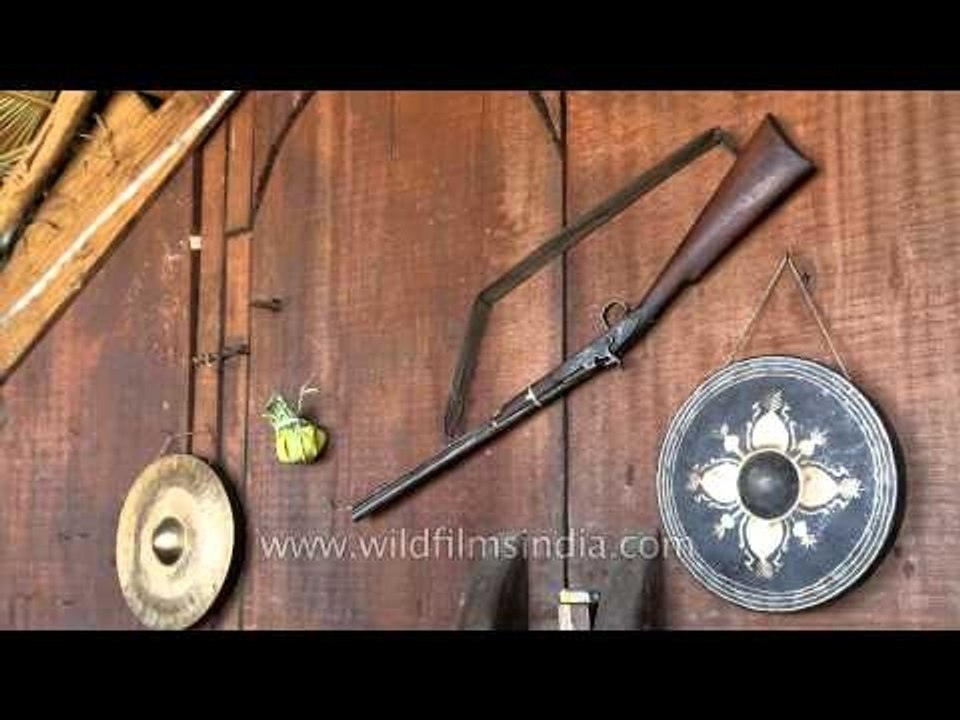 Naga log drums exhibited at Hornbill Fest