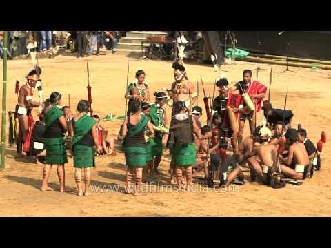 Phom tribals enjoy a feast at Naga Heritage village