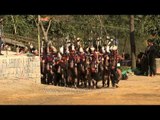 Sangtam tribesmen cultural performance at Naga Heritage village