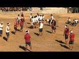 Hopscotch and top spinning traditional game diplayed by Kuki tribe